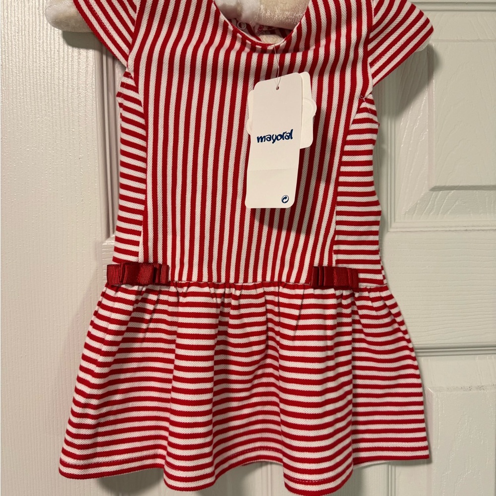 Mayoral Red & White Striped Fit-and-Flare Girls Dress